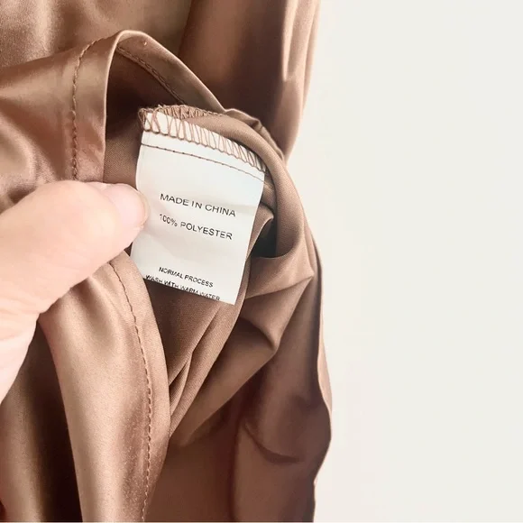 NWT Simplee Boutique Brand Brown Silky Tank Top w Adjustable Straps Cowl Neck M - Picture 5 of 7